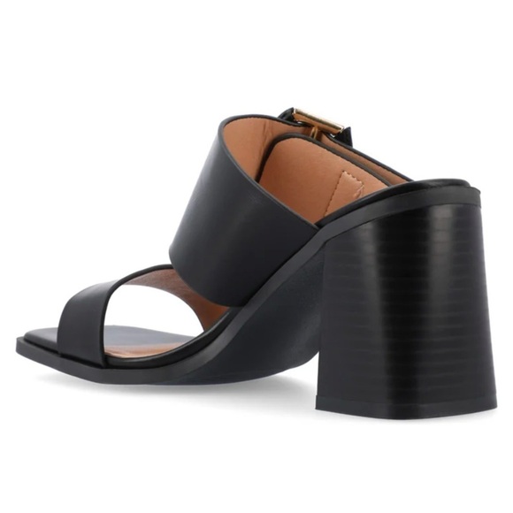 Journee Collection Women’s Junie Black Block Heel Sandals Shoes Size 10 NIB - Picture 6 of 12
